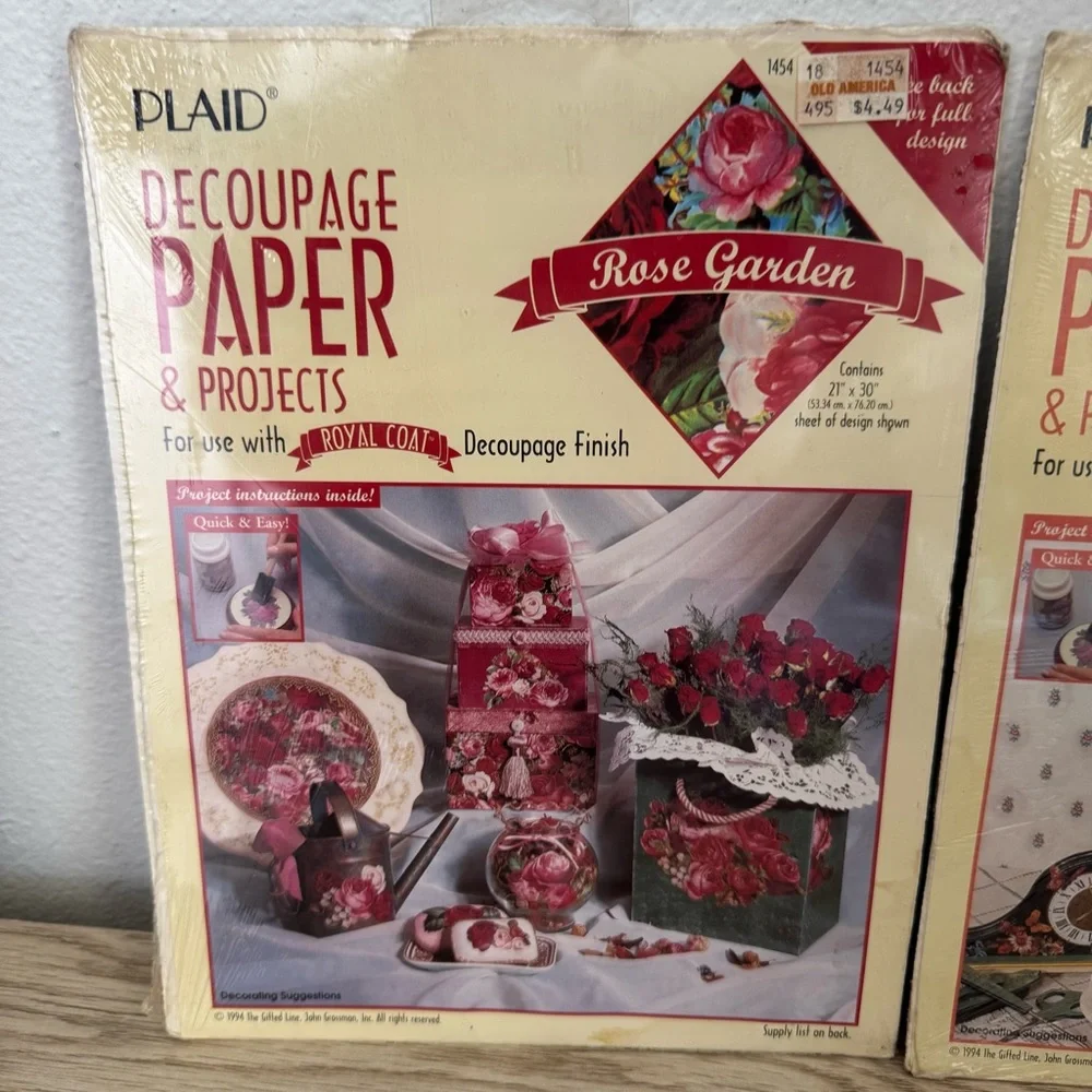 Plaid Decoupage Paper & Projects 1455 Floral Onyx & 1454 Rose Garden 21x30 Sheet